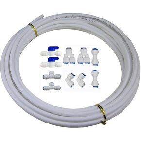 MATTOX 3/8" Quick Connect Water Purifiers Tube Fittings for RO Water Reverse Osmosis System Pack Of 10（Ball Valve+Y+L+I+T Type）+5 meters（15 feet） tubing hose pipe for RO Water Reverse Osmosis System