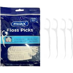 Floss Picks, Teeth, Unbreakable and Shred-Resistant Flossers for Adults 150 Count Each (Pack of 1), White in Saudi Arabia