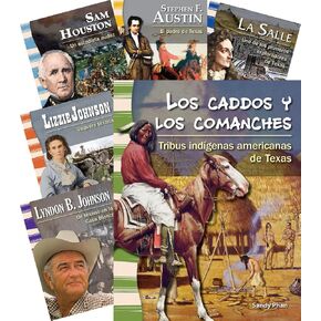 Teacher Created Materials - Classroom Library Collections: Leaders in Texas History (Spanish) - 8 Book Set - Grades 4-5 - Guided Reading Level Q - U