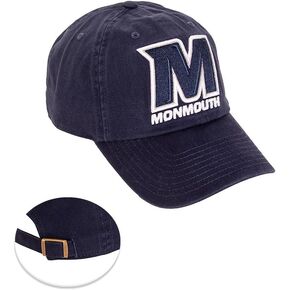 Monmouth University Baseball Hat Hawks Brimmed Embroirderd Hats Cap Adjustable Cloth Strap Adult (Style D) Blue