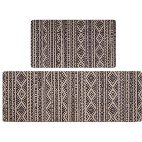 FRESHMINT Anti Fatigue Kitchen Mats for Floor 2 Piece Set, Waterproof & Non-Skid Boho Kitchen Rugs, Cushioned Kitchen Mat for Standing Washable Comfort Desk Kitchen Runners, 17x30+17x47