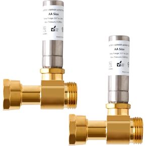 (2-Pack) SECKWHALE Tee Stainless Steel Water Hammer Arrestor for Washing Machine, 3/4 Inch Swivel FHT x 3/4 Inch MHT, Washing Machine Water Hammer Arrestor, Straight(Pack-2)