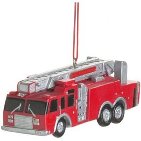 Red Fire Truck Resin Hanging Christmas Ornament - Size 4 in.