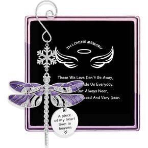 Lost Loved One Christmas Ornament,in Memory of Loved One Gifts Dragonfly Memorial Ornament,A Piece of My Heart Lives in Heaven Dragonfly Memorial Gift (Purple Dragonfly Memorial Ornament)