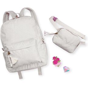 Fashion Angels Style.Lab Backpack for Kids, Corduroy Travel Bookbag with Matching Belt Bag, Cute & Stylish Design, Ideal for Girls & Boys in School, White