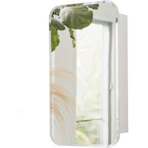White Small Medicine Cabinet Mirror, Recessed Medicine Cabinet with Mirror or Surface Mount Bathroom Mirror Cabinet with Storage - 16" x 24" Inches