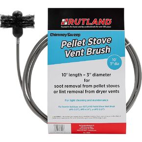 Rutland 3-Inch Pellet Stove/Dryer Vent Brush with 10-Feet Handle