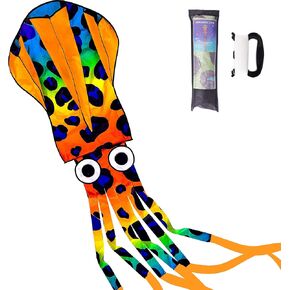 JEKOSEN 2022 Octopus Squid Huge Kite Total 242 Inches for Kids and Adults Easy to Fly Single Line String with Tail for Beach Trip Park Family Outdoor Games and Activities Green