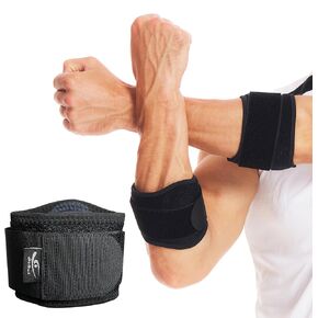 HiRui Tennis Elbow Brace for Forearm Tension Relief, Elbow Support Arm Straps Compression Pad for Men Women, Pressure Bands for Tendonitis Strains Weightlifting Golfer Baseball (Black-1 Pack)