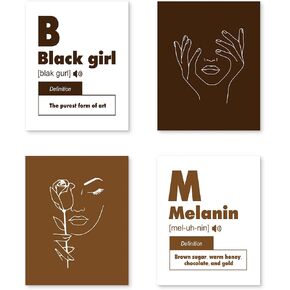 PUHEI Black Girl Wall Art, Black Woman Wall Art, African Art Wall Decor, Black Art Wall Decor, African American Wall Art (8 x 10 UNFRAMED)