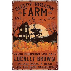 Sleepy Hollow Farm New Metal Tin Sign Retro Style Metal Poster Tin Sign Vintage Wall Decor for Cafe Bar Pub Home Beer Decoration Crafts 8x12 Inches