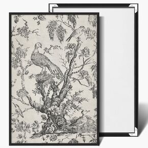 Set of 3 Vintage Apple Tree Sketch Art with Neutral Triptych Canvas Wall Art Print Gallery Wall Room Decor Painting for Living Room, Office, Bedroom - 12x16in BlackFramed
