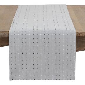 Saro Lifestyle Stitched Line Table Runner, White, 16" x 54"