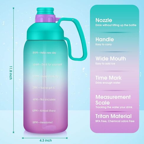 Motivational Water Bottle 64 OZ Water Bottle 2 Liter Water Bottle with Time Marker Large Water Bottle Big Water Bottle 1/2 Gallon Water Bottle Half Gallon Water Bottle with Straw in Saudi Arabia