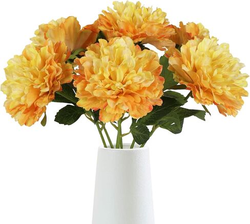 6PCS White Peonies Artificial Flowers 5.5" Big Fake Silk Peonies Faux Peonies Flower Bouquets with 19" Long Stem for Vase Wedding Table Centerpiece Home Decoration Floral Arrangement (White) in Saudi Arabia