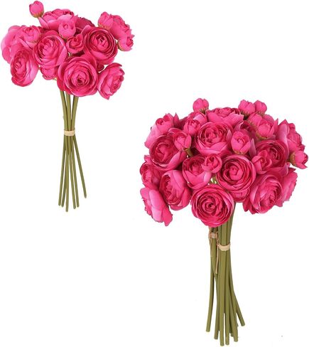 IPOPU Ranunculus Artificial Flowers 2 Bouquets Mini Cream Fake Flowers 12PCS Small Faux Ranunculus Decorative Flowers for DIY Wedding Bouquet Bridal Shower Filler Flowers Decorations (Cream) in Kuwait