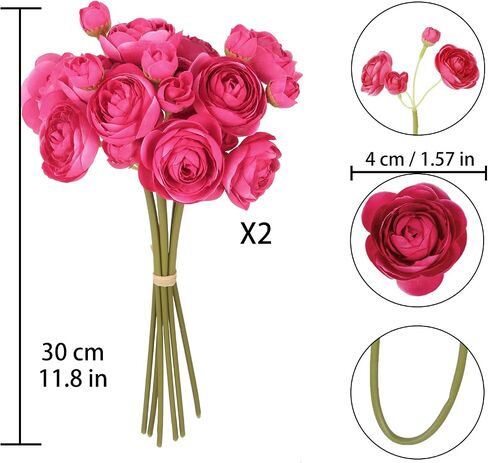 IPOPU Ranunculus Artificial Flowers 2 Bouquets Mini Cream Fake Flowers 12PCS Small Faux Ranunculus Decorative Flowers for DIY Wedding Bouquet Bridal Shower Filler Flowers Decorations (Cream) in Kuwait