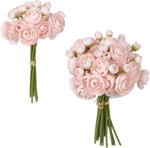 IPOPU Ranunculus Artificial Flowers 2 Bouquets Mini Cream Fake Flowers 12PCS Small Faux Ranunculus Decorative Flowers for DIY Wedding Bouquet Bridal Shower Filler Flowers Decorations (Cream) in Kuwait