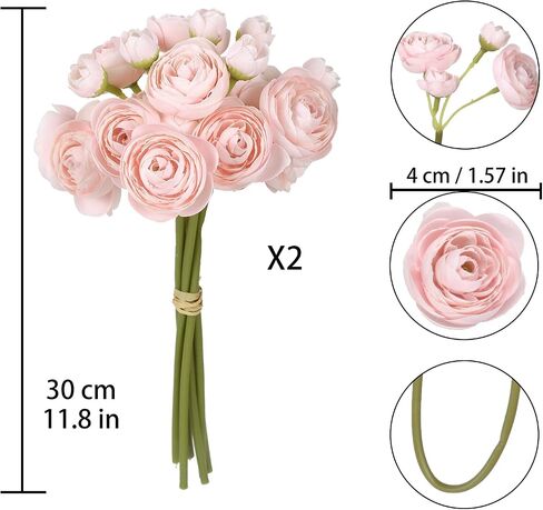 IPOPU Ranunculus Artificial Flowers 2 Bouquets Mini Cream Fake Flowers 12PCS Small Faux Ranunculus Decorative Flowers for DIY Wedding Bouquet Bridal Shower Filler Flowers Decorations (Cream) in Kuwait