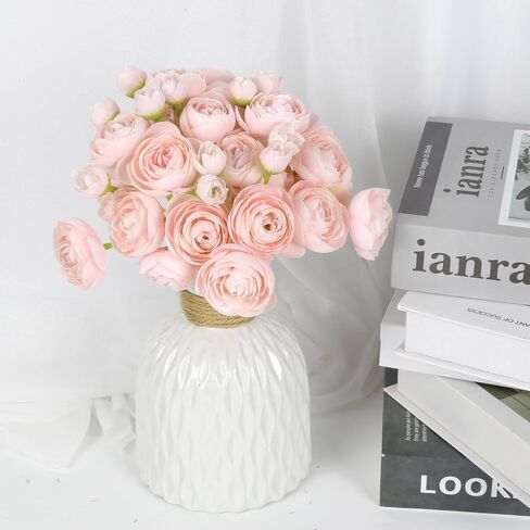 IPOPU Ranunculus Artificial Flowers 2 Bouquets Mini Cream Fake Flowers 12PCS Small Faux Ranunculus Decorative Flowers for DIY Wedding Bouquet Bridal Shower Filler Flowers Decorations (Cream) in Kuwait