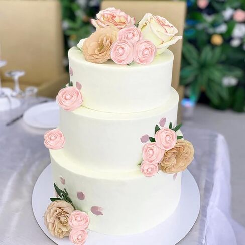 IPOPU Ranunculus Artificial Flowers 2 Bouquets Mini Cream Fake Flowers 12PCS Small Faux Ranunculus Decorative Flowers for DIY Wedding Bouquet Bridal Shower Filler Flowers Decorations (Cream) in Kuwait