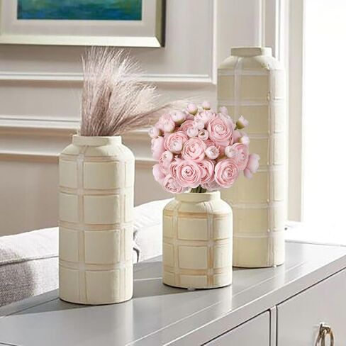 IPOPU Ranunculus Artificial Flowers 2 Bouquets Mini Cream Fake Flowers 12PCS Small Faux Ranunculus Decorative Flowers for DIY Wedding Bouquet Bridal Shower Filler Flowers Decorations (Cream) in Kuwait