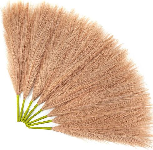 Faux Pampas Grass Decor Tall Fluffy, 8pcs 18" Fake Plants Artificial Flowers Boho Room Décor, Vase Fillers Floral Bouquet for Bridal Shower Wedding Home Christmas Tree Decorations (White) in Saudi Arabia