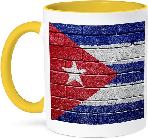 3dRose mug_155213_1 National Flag of Cuba Painted Onto a Brick Wall Cuban Ceramic Mug, 11-Ounce in Saudi Arabia