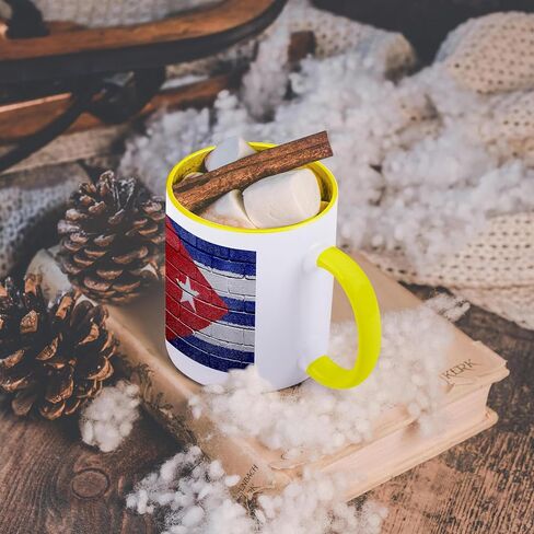 3dRose mug_155213_1 National Flag of Cuba Painted Onto a Brick Wall Cuban Ceramic Mug, 11-Ounce in Saudi Arabia