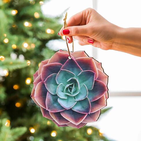 Succulent 2D FLAT Wood Ornament, (NOT 3D) Christmas Tree Hanging Plant Ornament, Christmas Decorations, Gardener Gardening Ornament, Gift for Gardeners, Gardening, Gift for Mom, Grandma, Mother in Saudi Arabia