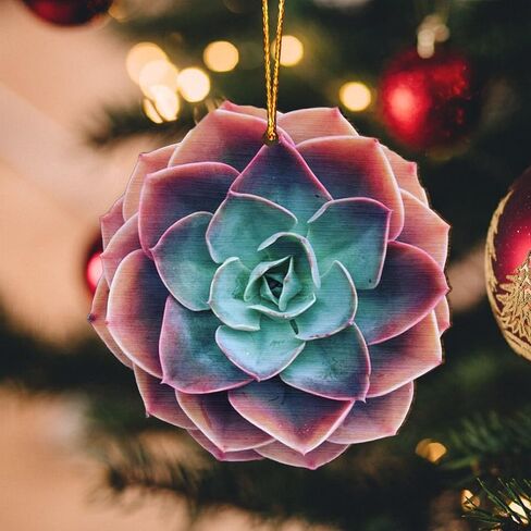 Succulent 2D FLAT Wood Ornament, (NOT 3D) Christmas Tree Hanging Plant Ornament, Christmas Decorations, Gardener Gardening Ornament, Gift for Gardeners, Gardening, Gift for Mom, Grandma, Mother in Saudi Arabia