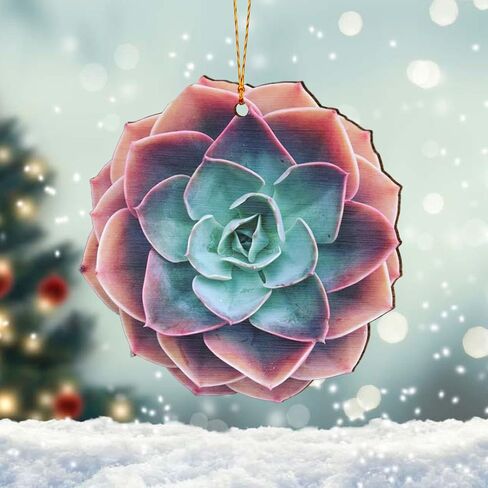 Succulent 2D FLAT Wood Ornament, (NOT 3D) Christmas Tree Hanging Plant Ornament, Christmas Decorations, Gardener Gardening Ornament, Gift for Gardeners, Gardening, Gift for Mom, Grandma, Mother in Saudi Arabia