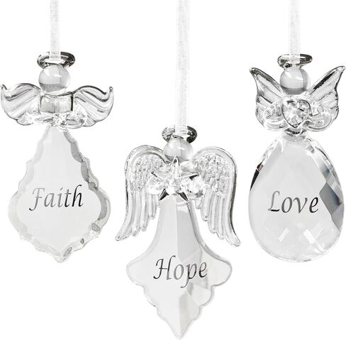 Faith Hope Love Angel Ornmaments for Christmas Decorating - Crystal Angels Each Angel Measures 3.5" H x 2" W. in Saudi Arabia