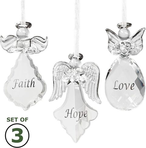 Faith Hope Love Angel Ornmaments for Christmas Decorating - Crystal Angels Each Angel Measures 3.5" H x 2" W. in Saudi Arabia