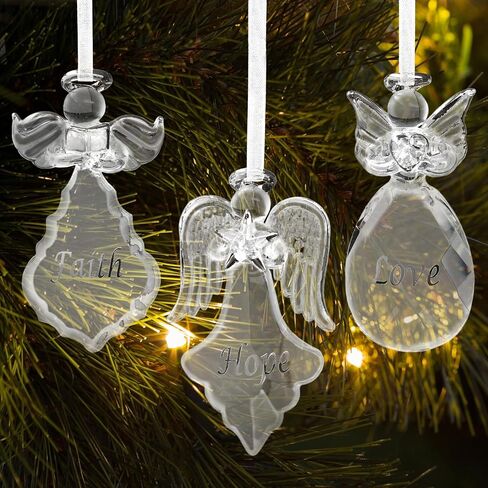 Faith Hope Love Angel Ornmaments for Christmas Decorating - Crystal Angels Each Angel Measures 3.5" H x 2" W. in Saudi Arabia