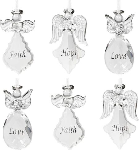 Faith Hope Love Angel Ornmaments for Christmas Decorating - Crystal Angels Each Angel Measures 3.5" H x 2" W. in Saudi Arabia
