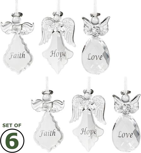 Faith Hope Love Angel Ornmaments for Christmas Decorating - Crystal Angels Each Angel Measures 3.5" H x 2" W. in Saudi Arabia
