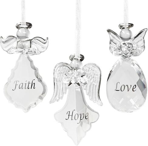 Faith Hope Love Angel Ornmaments for Christmas Decorating - Crystal Angels Each Angel Measures 3.5" H x 2" W. in Saudi Arabia