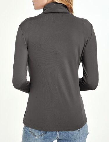 SSLR 2 Pack Thermal Shirts for Women Long Sleeve Shirts Turtleneck Fleece Base Layer Winter Slim Mock Neck in Kuwait