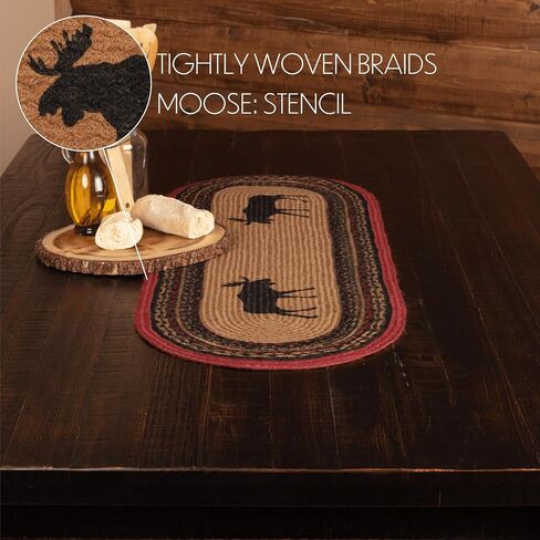 VHC Brands Cumberland Moose Print Textured Jute Rustic Tabletop Kitchen Stenciled Round Bedding Accessory, Coaster Set, Natural Tan in Saudi Arabia