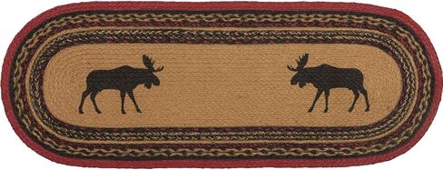VHC Brands Cumberland Moose Print Textured Jute Rustic Tabletop Kitchen Stenciled Round Bedding Accessory, Coaster Set, Natural Tan in Saudi Arabia