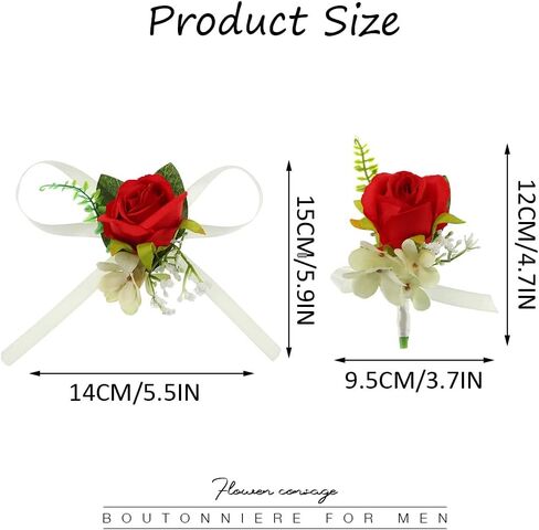 Latious Bride Wedding Corsage and Boutonniere Set Rose Wrist Corsages and Men Boutonnieres Set Prom Flowers Accessories Suit Decorations for Bride and Groom (1-White) in Saudi Arabia