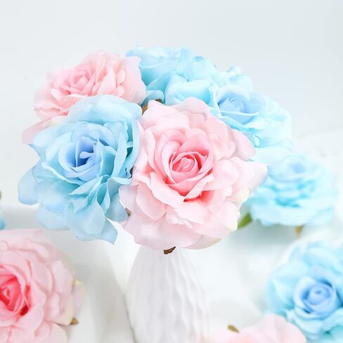 White Silk Rose Flowers Heads,4.3inch 20pcs Artificial stemless Flower Heads for DIY Wedding Bouquets Baby Shower Centerpieces Floral Arrangements Party Tables Home Decorations(White) in Saudi Arabia