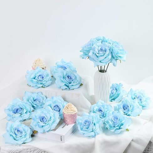 White Silk Rose Flowers Heads,4.3inch 20pcs Artificial stemless Flower Heads for DIY Wedding Bouquets Baby Shower Centerpieces Floral Arrangements Party Tables Home Decorations(White) in Saudi Arabia
