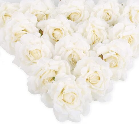 White Silk Rose Flowers Heads,4.3inch 20pcs Artificial stemless Flower Heads for DIY Wedding Bouquets Baby Shower Centerpieces Floral Arrangements Party Tables Home Decorations(White) in Saudi Arabia