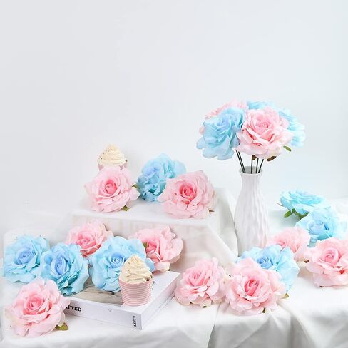 White Silk Rose Flowers Heads,4.3inch 20pcs Artificial stemless Flower Heads for DIY Wedding Bouquets Baby Shower Centerpieces Floral Arrangements Party Tables Home Decorations(White) in Saudi Arabia