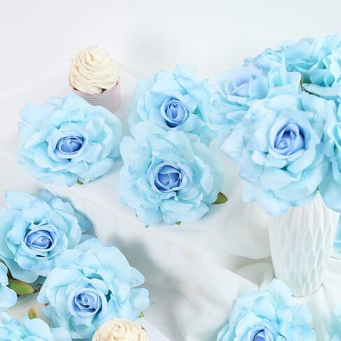 White Silk Rose Flowers Heads,4.3inch 20pcs Artificial stemless Flower Heads for DIY Wedding Bouquets Baby Shower Centerpieces Floral Arrangements Party Tables Home Decorations(White) in Saudi Arabia