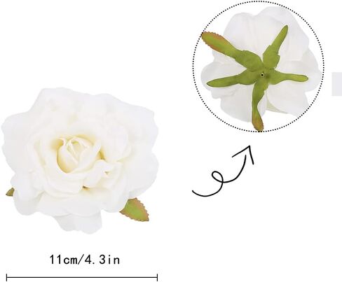 White Silk Rose Flowers Heads,4.3inch 20pcs Artificial stemless Flower Heads for DIY Wedding Bouquets Baby Shower Centerpieces Floral Arrangements Party Tables Home Decorations(White) in Saudi Arabia