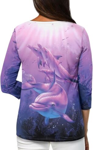 Fall T Shirts for Women 2023 3/4 Sleeve Tunic Tops Casual Blouses Athletic Shirt S-2XL in Saudi Arabia