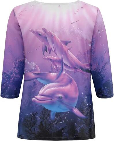 Fall T Shirts for Women 2023 3/4 Sleeve Tunic Tops Casual Blouses Athletic Shirt S-2XL in Saudi Arabia